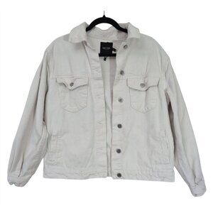 Nasty Gal Corduroy Trucker Jacket Womens 6 White Retro Western Button‎ Front